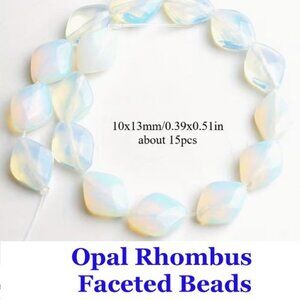 Opal Rhombus Faceted Beads   10x13mm  15 pieces